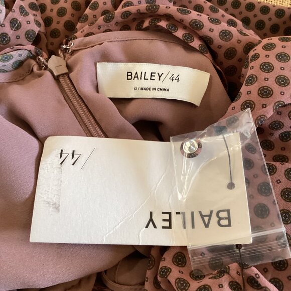 Bailey 44 Dress Size 10 NWT Medallion Print Ruffle Sheer Long Bishop Sleeve Line - Picture 3 of 8